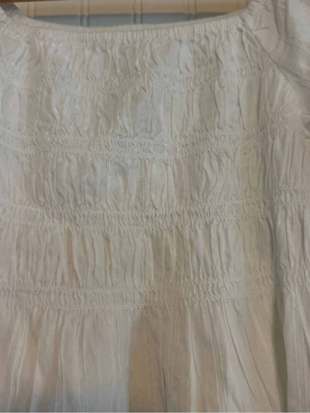 Old Navy White Smocked Square-Neck Top with Puff Sleeves